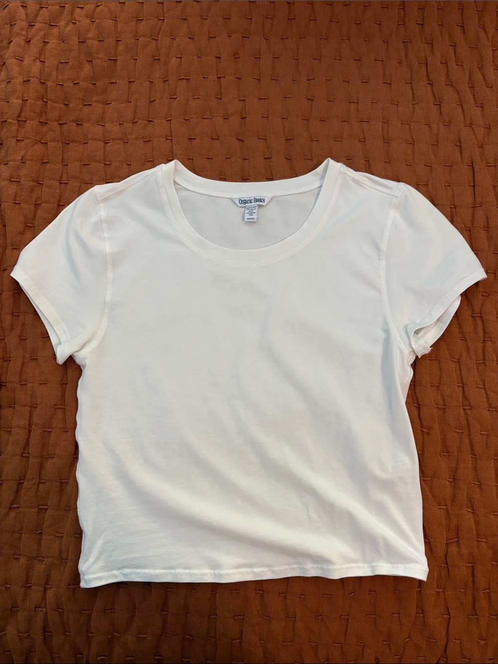 Organic Basics White Short Sleeve Crop Tee